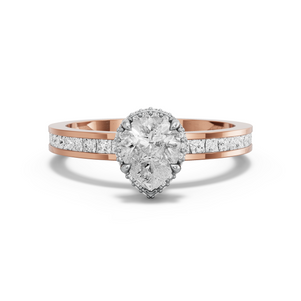 Image for Pear Dual Halo Ring with Channel band