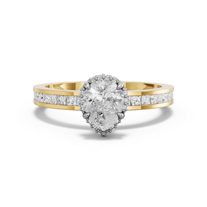 Image for Pear Dual Halo Ring with Channel band