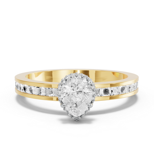 Image for Pear Dual Halo Ring with Channel band