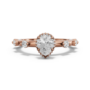 Image for Pear Dual Halo Ring with Floating Station band in 18K Rose Gold