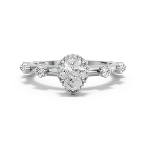 Image for Pear Dual Halo Ring with Floating Station band