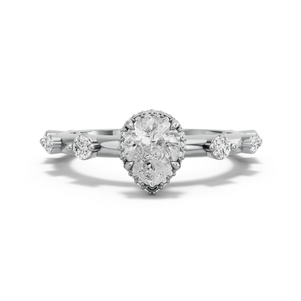 Image for Pear Dual Halo Ring with Floating Station band in 950 Platinum