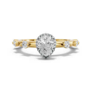 Image for Pear Dual Halo Ring with Floating Station band in 18K Two Tone Yellow Gold