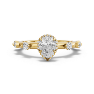 Image for Pear Dual Halo Ring with Floating Station band in 18K Yellow Gold