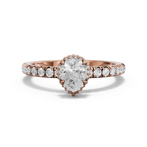 Image for Pear Dual Halo Ring with French Pave band