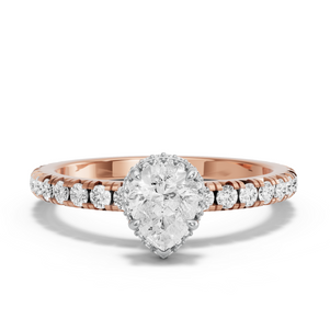 Image for Pear Dual Halo Ring with French Pave band