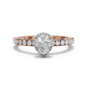 Image for Pear Dual Halo Ring with French Pave band