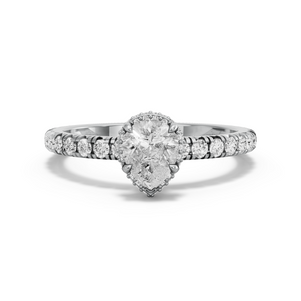 Image for Pear Dual Halo Ring with French Pave band