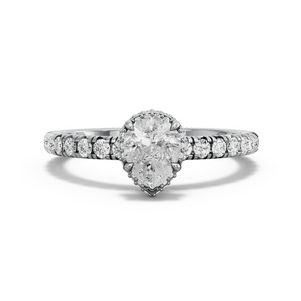Image for Pear Dual Halo Ring with French Pave band in 10K White Gold