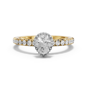 Image for Pear Dual Halo Ring with French Pave band