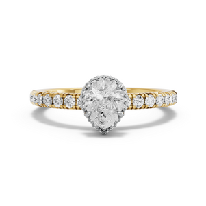 Image for Pear Dual Halo Ring with French Pave band in 18K Two Tone Yellow Gold