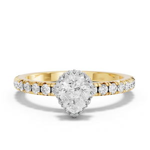 Image for Pear Dual Halo Ring with French Pave band