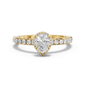 Image for Pear Dual Halo Ring with French Pave band