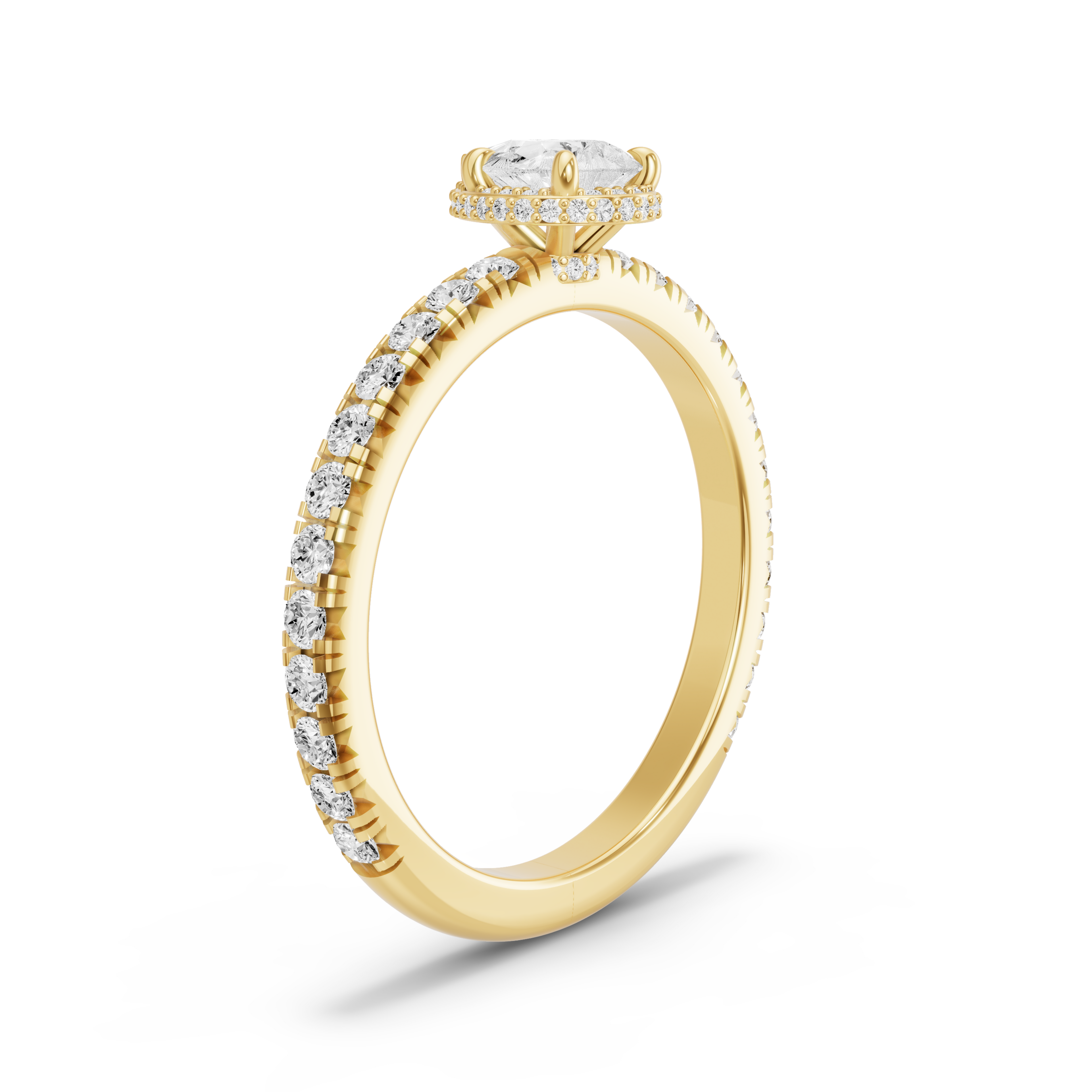 Image for Pear Dual Halo Ring with French Pave band