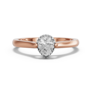Image for Pear Dual Halo Ring with Knife Edge Cathedral band in 14K Two Tone Rose Gold