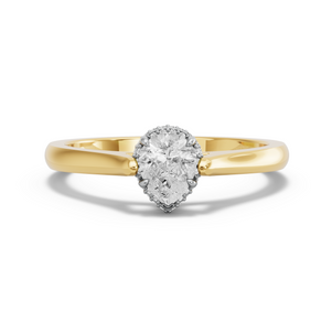 Image for Pear Dual Halo Ring with Knife Edge Cathedral band in 14K Two Tone Yellow Gold
