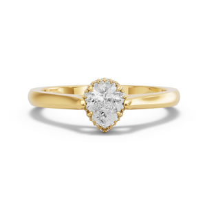 Image for Pear Dual Halo Ring with Knife Edge Cathedral band in 18K Yellow Gold