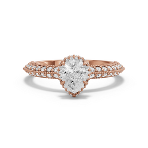 Image for Pear Dual Halo Ring with Knife Edge Pave band