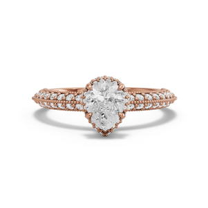 Image for Pear Dual Halo Ring with Knife Edge Pave band in 14K Rose Gold