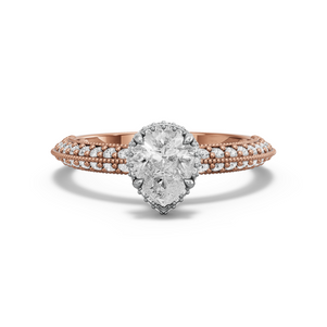 Image for Pear Dual Halo Ring with Knife Edge Pave band