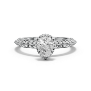 Image for Pear Dual Halo Ring with Knife Edge Pave band