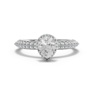 Image for Pear Dual Halo Ring with Knife Edge Pave band in 950 Platinum