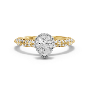 Image for Pear Dual Halo Ring with Knife Edge Pave band