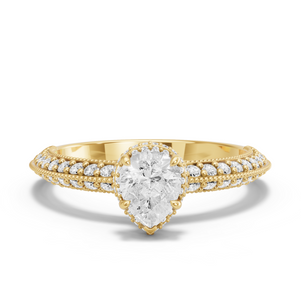 Image for Pear Dual Halo Ring with Knife Edge Pave band