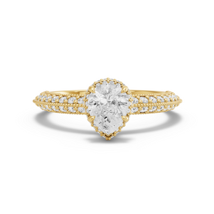 Image for Pear Dual Halo Ring with Knife Edge Pave band in 14K Yellow Gold