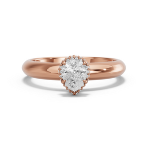 Image for Pear Dual Halo Ring with Knife Edge Solitaire band in 18K Rose Gold