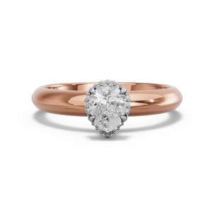 Image for Pear Dual Halo Ring with Knife Edge Solitaire band in 18K Two Tone Rose Gold