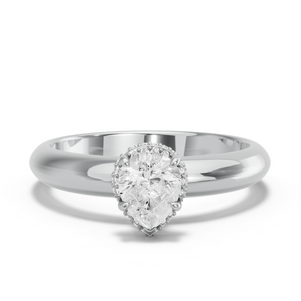 Image for Pear Dual Halo Ring with Knife Edge Solitaire band