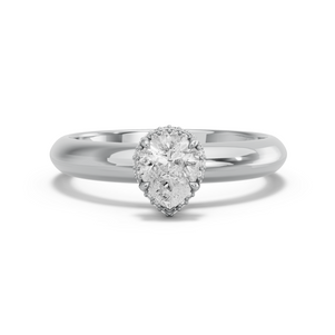 Image for Pear Dual Halo Ring with Knife Edge Solitaire band in 18K White Gold
