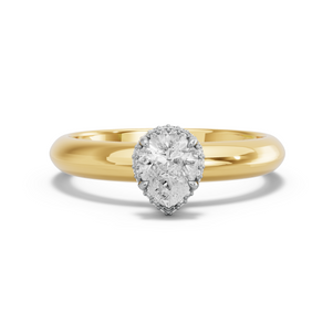 Image for Pear Dual Halo Ring with Knife Edge Solitaire band in 18K Two Tone Yellow Gold