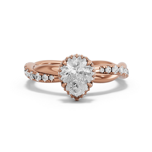 Image for Pear Dual Halo Ring with Rope Pave band in 10K Rose Gold