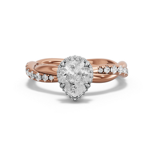 Image for Pear Dual Halo Ring with Rope Pave band