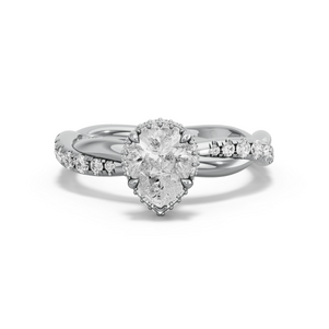 Image for Pear Dual Halo Ring with Rope Pave band