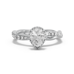 Image for Pear Dual Halo Ring with Rope Pave band in 950 Platinum