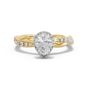 Image for Pear Dual Halo Ring with Rope Pave band in 14K Two Tone Yellow Gold