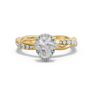 Image for Pear Dual Halo Ring with Rope Pave band