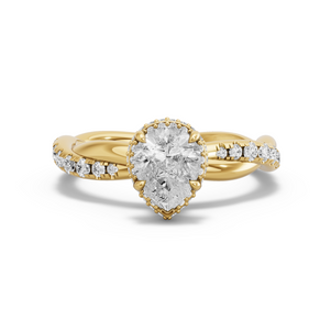 Image for Pear Dual Halo Ring with Rope Pave band in 18K Yellow Gold