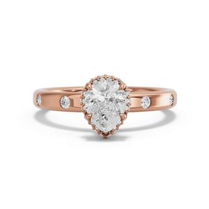 Image for Pear Dual Halo Ring with Sleek Accent band in 18K Rose Gold