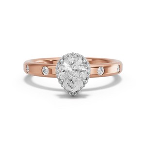 Image for Pear Dual Halo Ring with Sleek Accent band