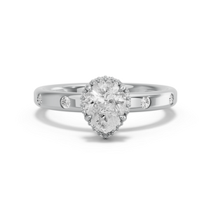 Image for Pear Dual Halo Ring with Sleek Accent band