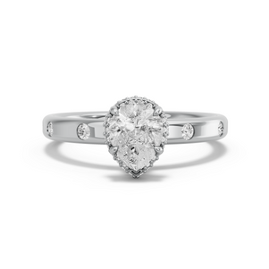 Image for Pear Dual Halo Ring with Sleek Accent band in 18K White Gold