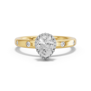 Image for Pear Dual Halo Ring with Sleek Accent band