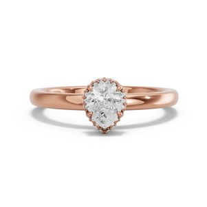 Image for Pear Dual Halo Ring with Solitaire band in 10K Rose Gold