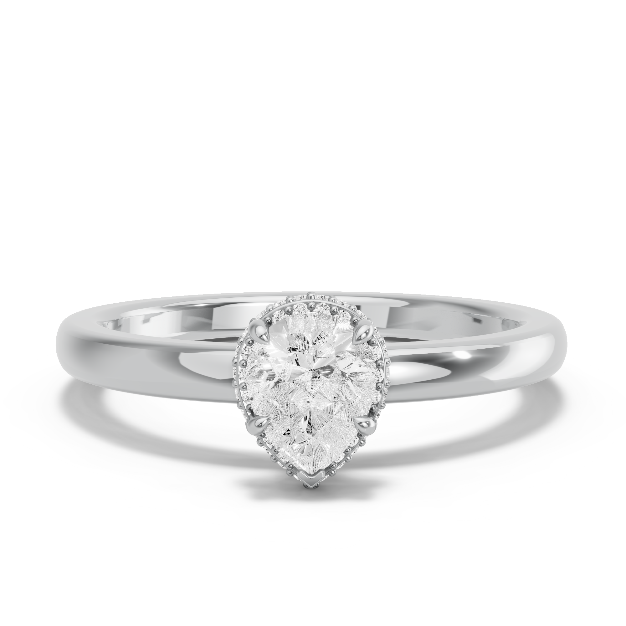 Image for Pear Dual Halo Ring with Solitaire band