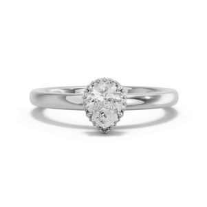 Image for Pear Dual Halo Ring with Solitaire band in 10K White Gold