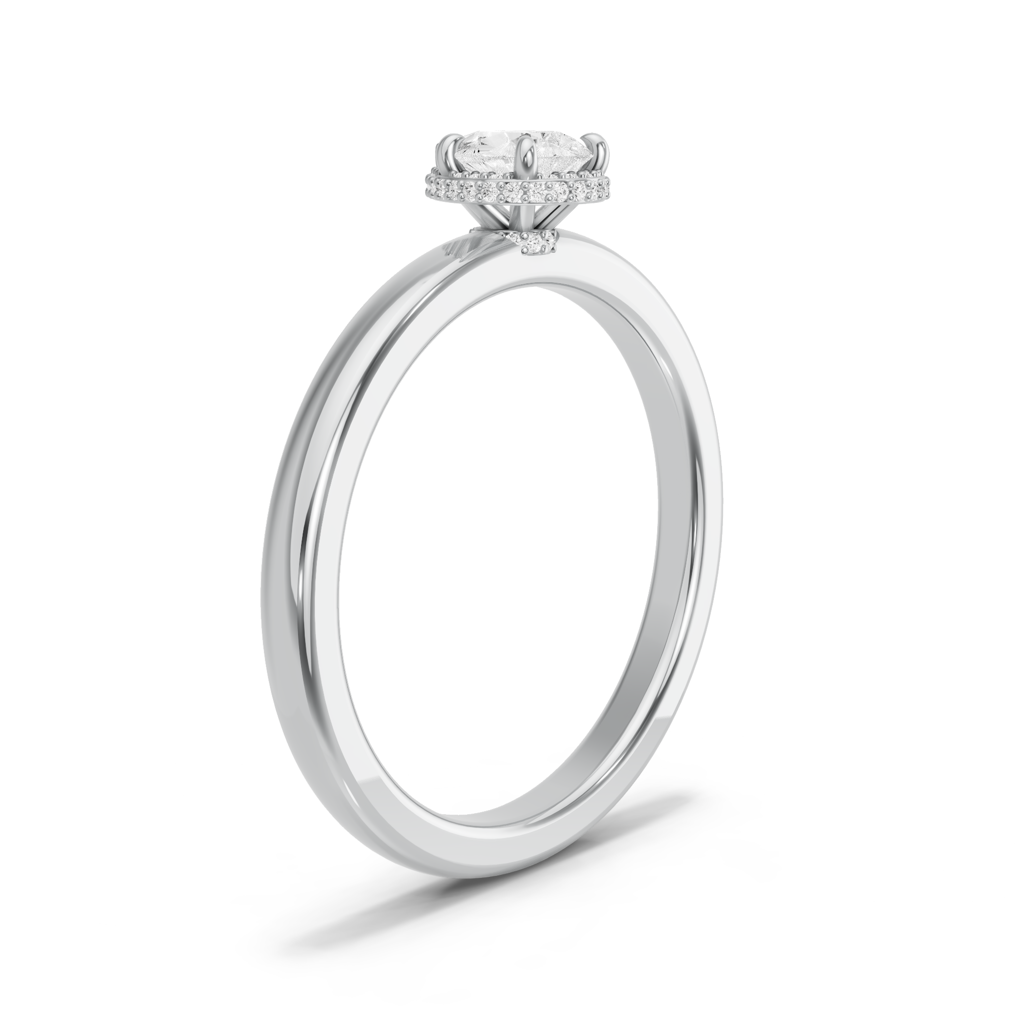 Image for Pear Dual Halo Ring with Solitaire band